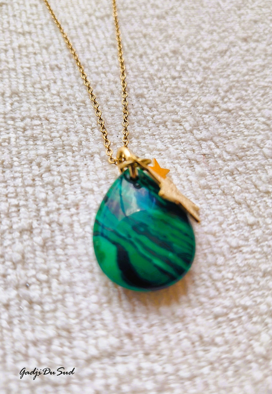 Chaine Gadji Du Sud® "GOUTTE DE MALACHITE"2
